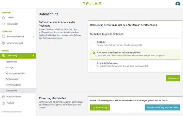 Servicepoint Screenshot AV-Vertrag